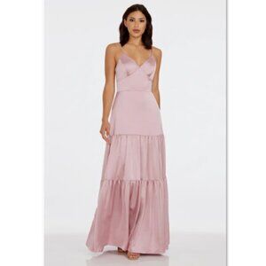 Dress the Population - Tess Tiered Satin Gown